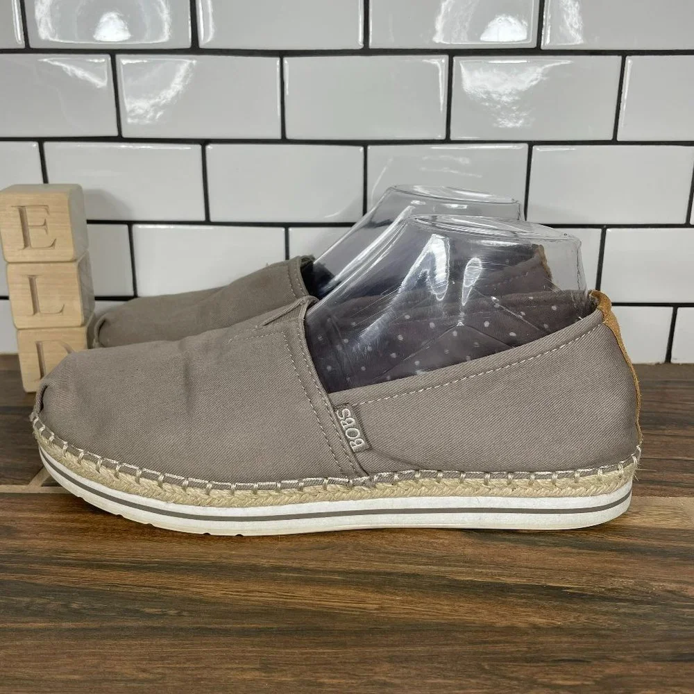 Skechers Bobs Breeze Women's Size 9.5 Shoes Taupe Canvas Slip On Espadrilles